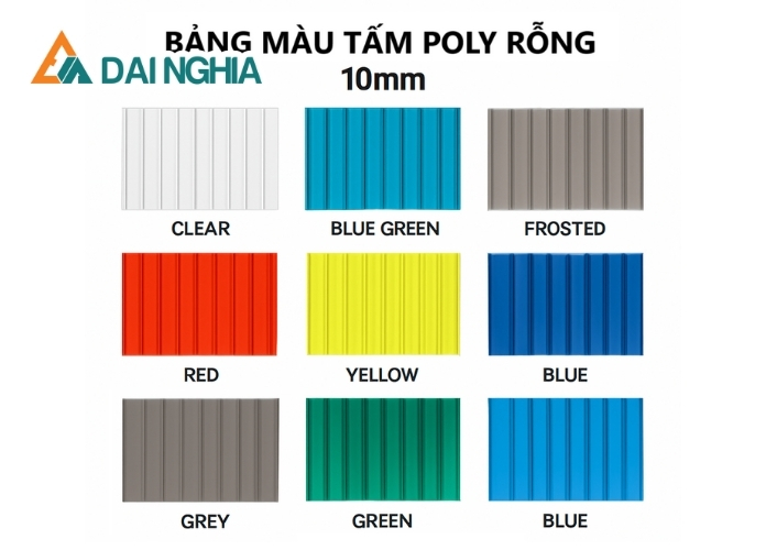 Bảng màu tấm Poly rỗng 10mm