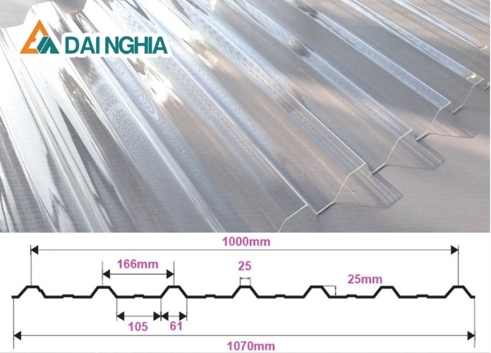 BÁO GIÁ TẤM POLY 7 SÓNG VUÔNG DÀY 0.8MM