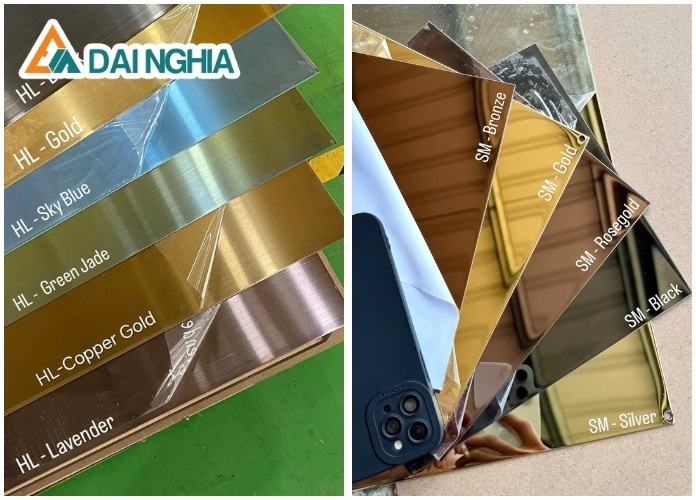 Màu sắc tấm inox phẳng trang trí