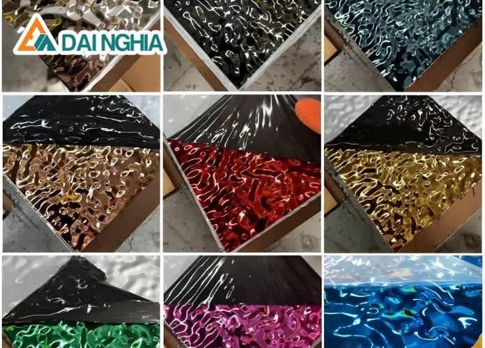 Bảng giá Inox 3D đỏ gương sóng nước