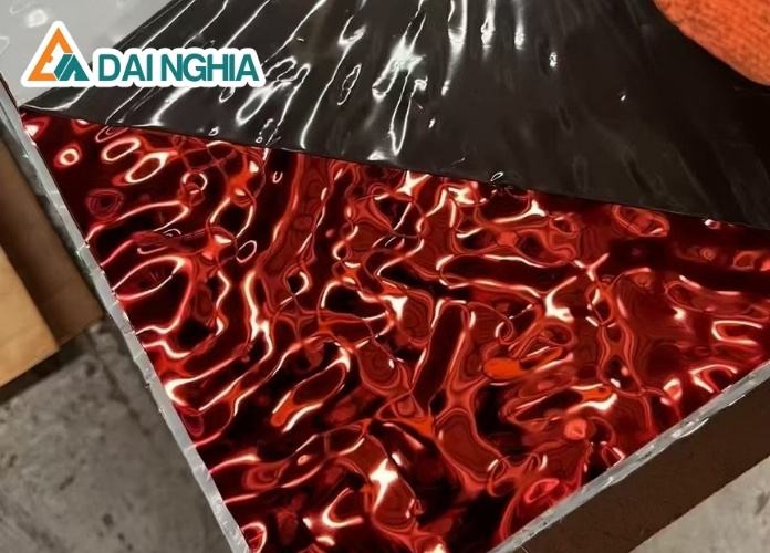 Tấm Inox 3D đỏ gương