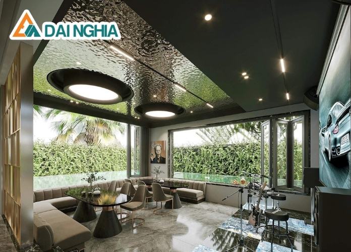 Ứng dụng inox 3D đen gương ốp tường trang trí
