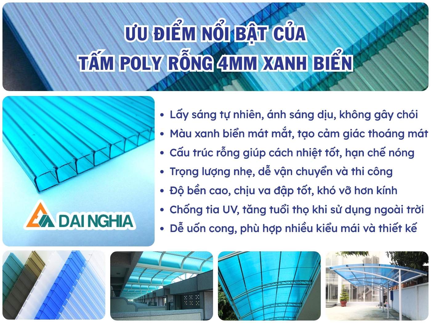 Tấm Poly rỗng 4mm xanh biển có gì đặc biệt?