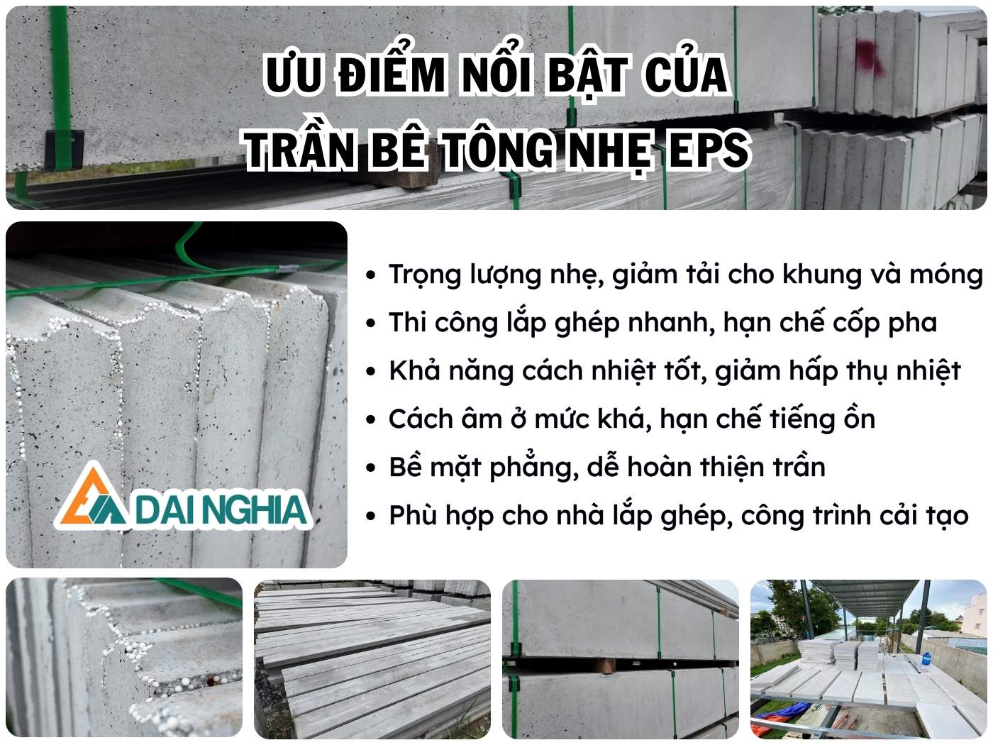 Ưu điểm của tấm trần bê tông nhẹ EPS