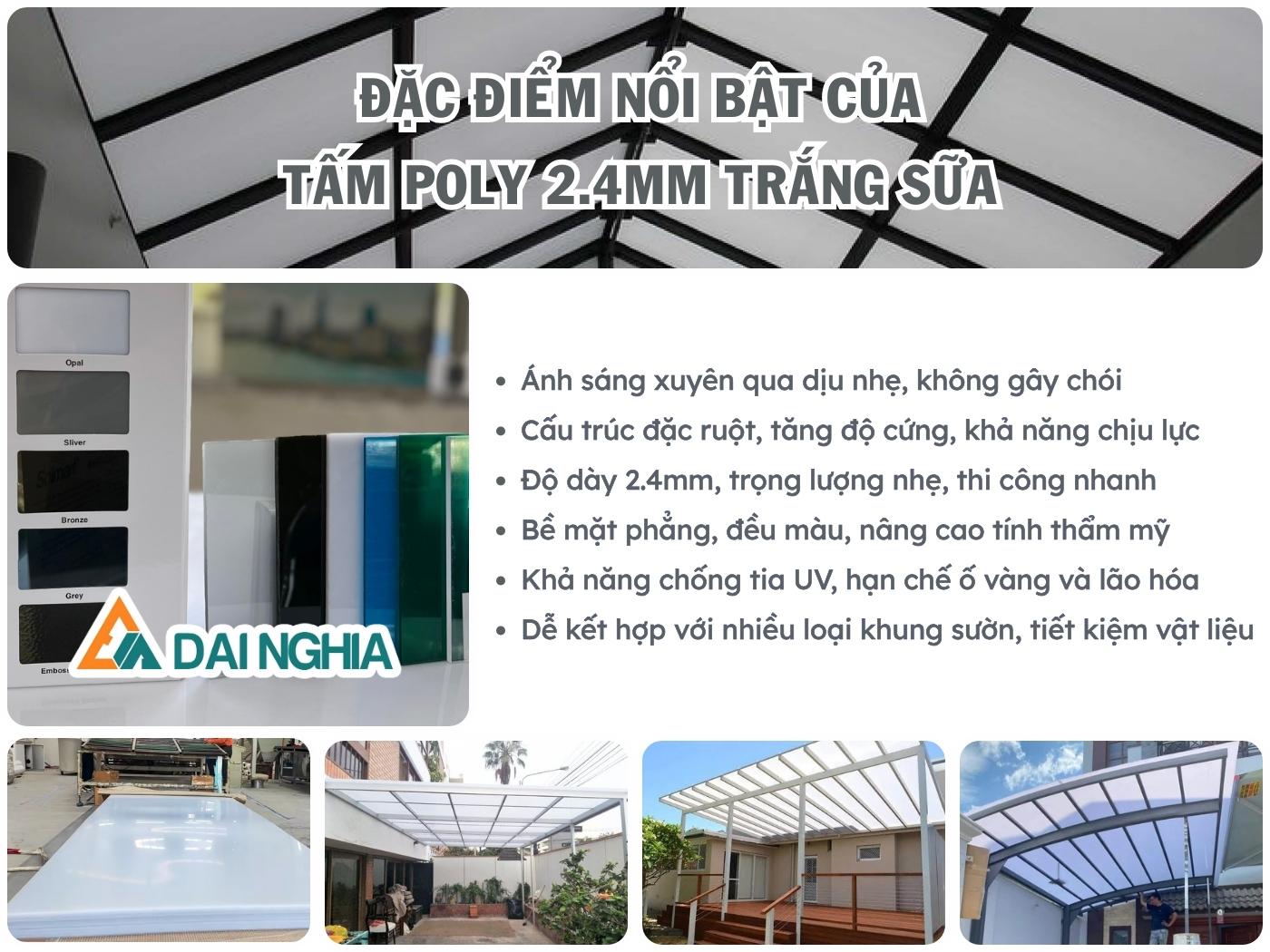 Ưu điểm nổi bật của tấm Poly đặc 2.4mm trắng sữa