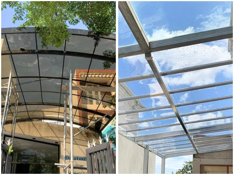So Sánh Tấm Poly Màu Trà vs Poly Trong Suốt