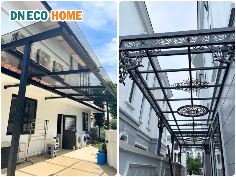 Mái hiên nhựa Polycarbonate và mái hiên kính chọn loại nào?