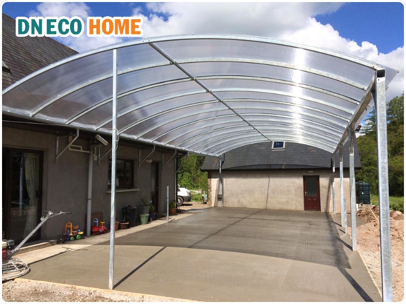 Mái vòm cong khung thép tấm Polycarbonate rỗng