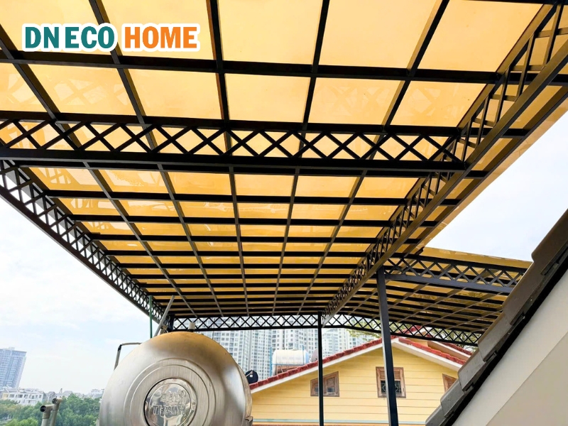 Mẫu Mái Che Sân Thượng Đẹp Theo Kiểu Công Trình