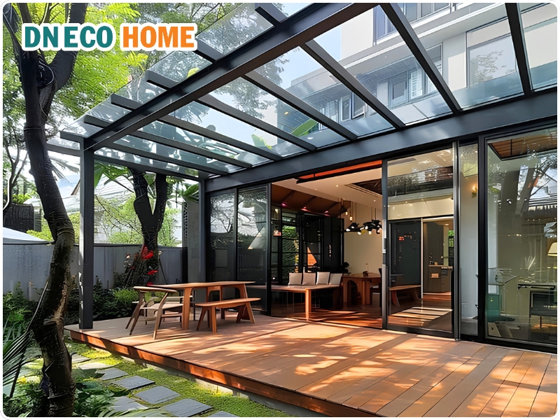 Tiêu chí chọn mái che sân vườn đẹp theo phong cách kiến trúc