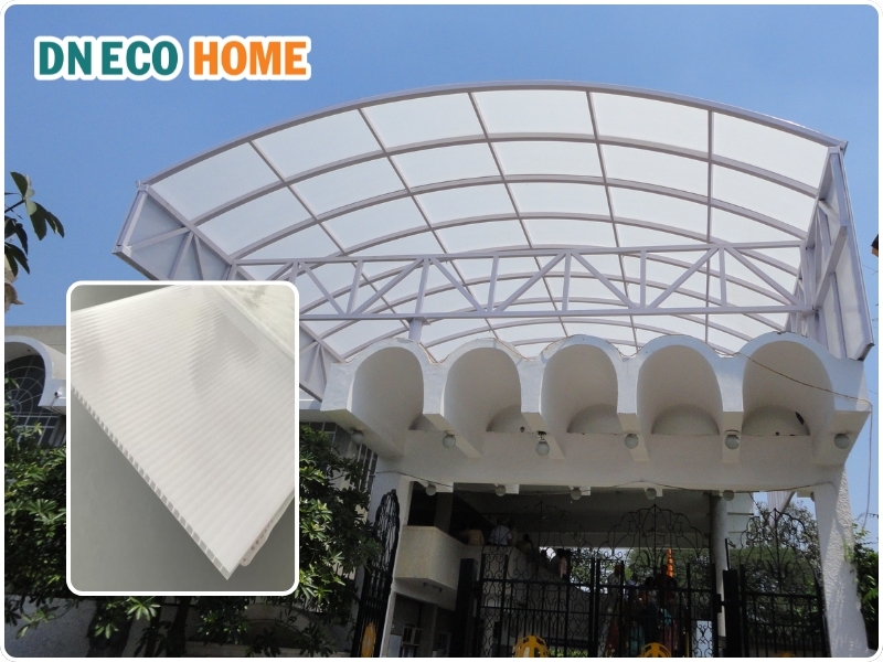 Mua tấm Poly rỗng 10mm trắng sữa làm lợp mái thông minh