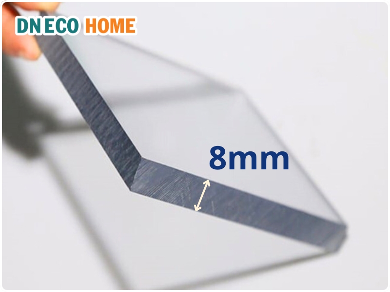 Tấm Poly đặc 8mm trắng trong lấy sáng, chống ồn