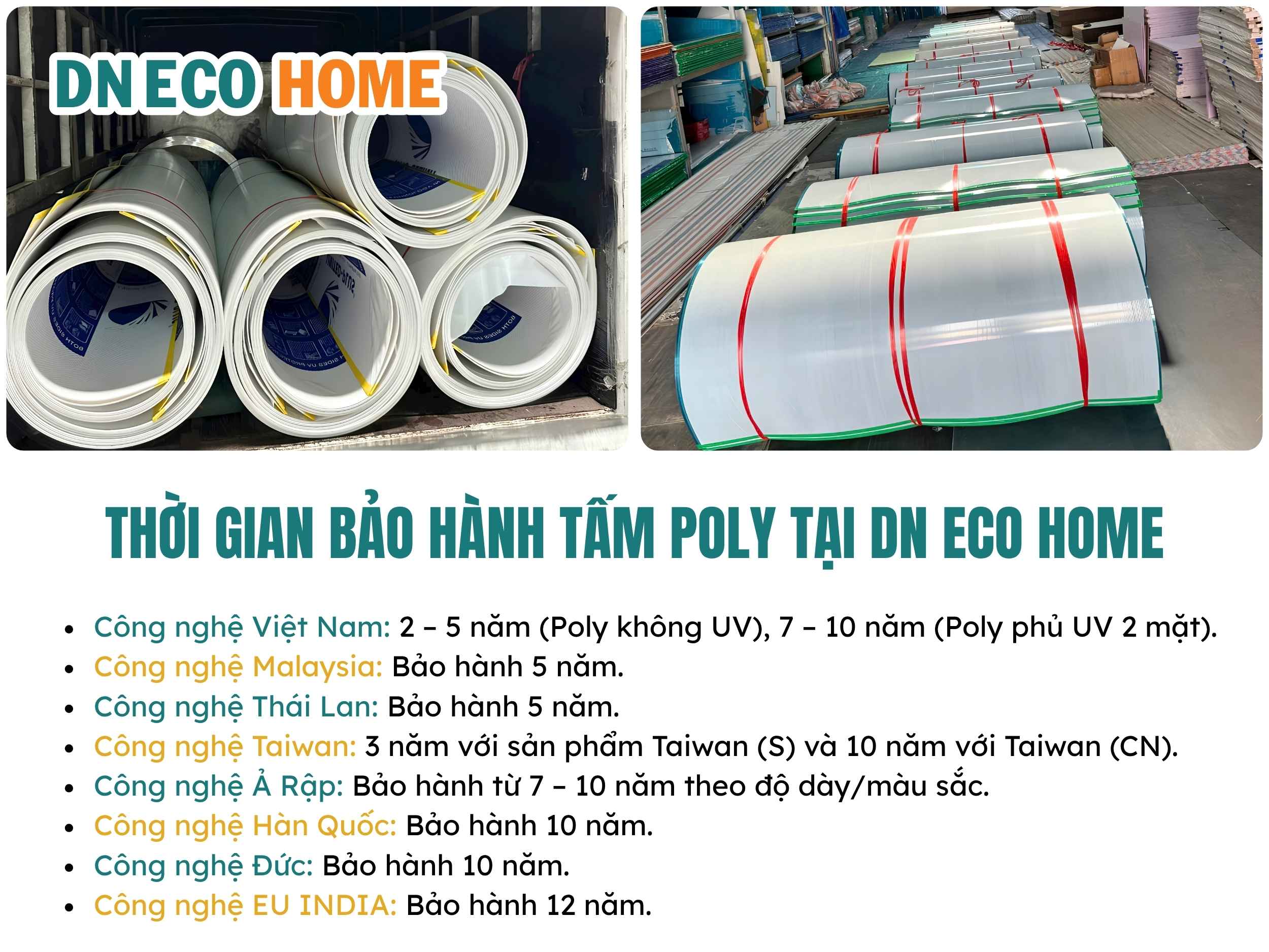 Thời gian bảo hành tấm Poly tại DN ECO Home