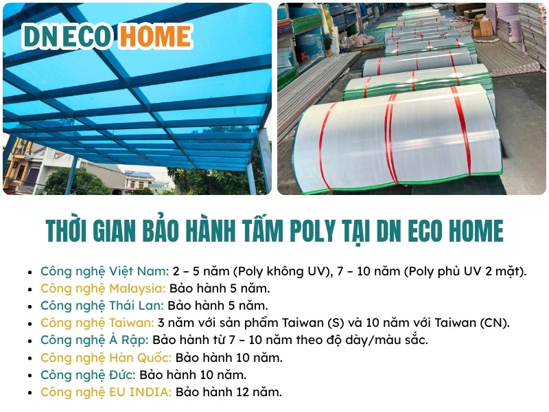 Thời gian bảo hành tấm Poly tại DN ECO Home