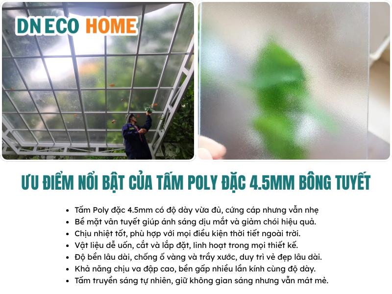 Ưu điểm nổi bật của tấm Poly đặc 4.5mm bông tuyết
