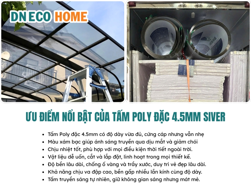 Ưu điểm nổi bật của tấm Poly đặc 4.5mm siver